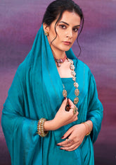 Shop Elegant Blue Chiffon Swarovski Saree - Perfect